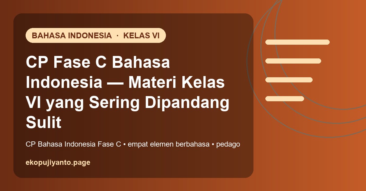 CP Fase C Bahasa Indonesia — Materi Kelas VI yang Sering Dipandang Sulit CP Fase C Bahasa Indonesia — Materi Kelas VI yang Sering Dipandang Sulit
