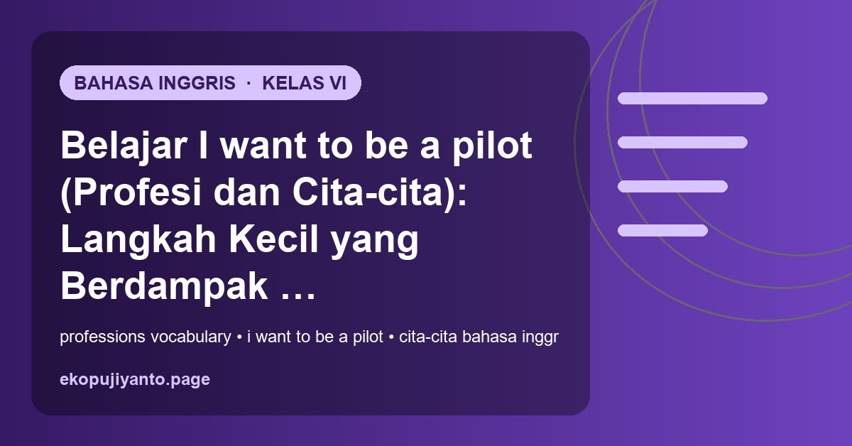 Belajar I want to be a pilot (Profesi dan Cita-cita): Langkah Kecil yang Berdampak Besar Belajar I want to be a pilot (Profesi dan Cita-cita): Langkah Kecil yang Berdampak Besar