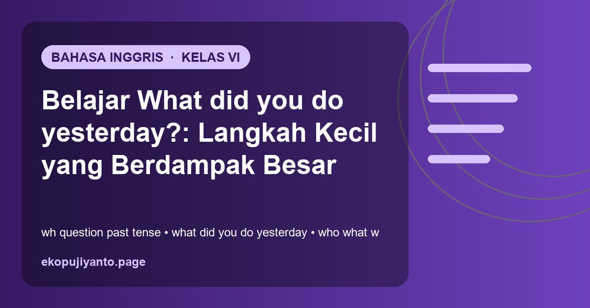 Belajar What did you do yesterday?: Langkah Kecil yang Berdampak Besar Belajar What did you do yesterday?: Langkah Kecil yang Berdampak Besar